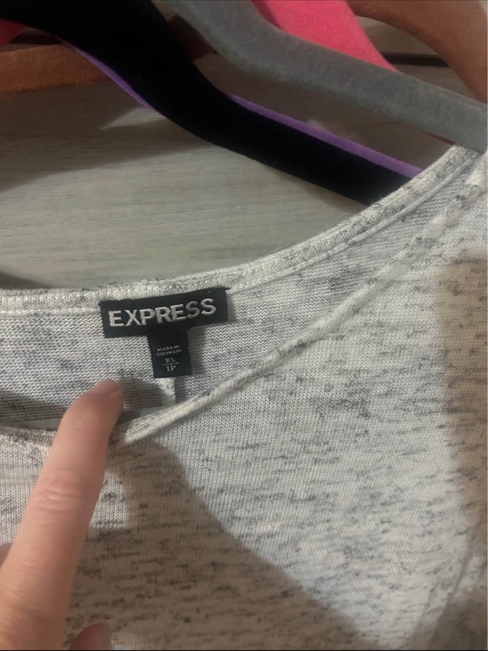 Express Two-Tone Gray and Black Long Sleeve Tee - Picture 2 of 3